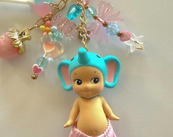 Sonny Angel Animal series 1. Elephant keychain / blue and pink