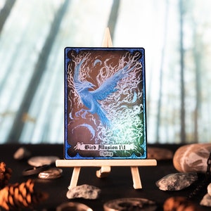 Illusion d'oiseau 1/1 avec créature bleue volante, jeton aluminium MTG