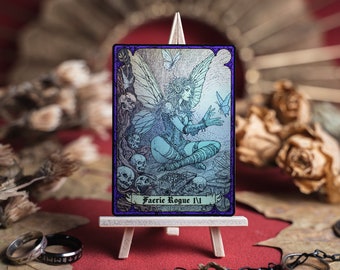 Faerie Rogue 1/1 with flying, black creature, foil token MTG