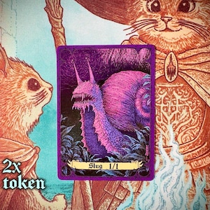 Slug 1/1, black creature, 2x MTG plastic token