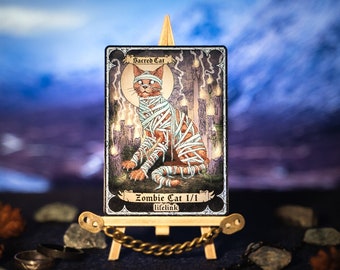 Sacred Cat, Zombie Cat 1/1 Lifelink, White Creature, MTG Foil