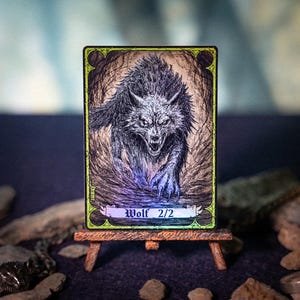 Wolf 2/2, green creature, MTG foil token