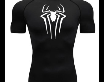 Spider - Inspired Compression T-Shirt for Men's Fitness, Running, and MMA - Ultimate Sun Protection and Second Skin Comfort!