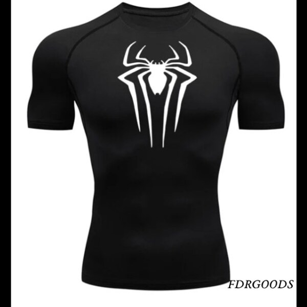 Spider – inspiriertes Kompressions-T-Shirt für Herren-Fitness, Laufen und MMA – ultimativer Sonnenschutz und Komfort auf der zweiten Haut!