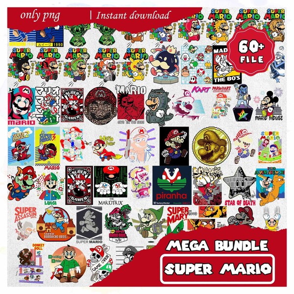 Mega Super Mario Bundle png, Mario Clipart Bundle, Super Mario Bros PNG Instant Digital Download