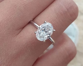2.00 Ct Oval Moissanite Engagement Ring, Classic 4 Prongs Ring, Unique Solitaire Ring, Dainty Wedding Ring, Anniversary Gift, Proposal Ring