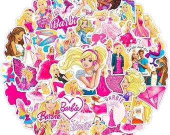 Paquete de 50 pegatinas de princesa Barbie para álbum de recortes, pegatinas impermeables para niños y niñas, dibujos animados, papelería DIY, personalización