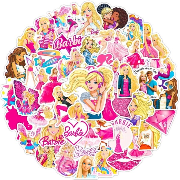 50 Stickers Pack Barbie Princesse Scrapbooking Autocollant Waterproof Pour Enfants Filles Dessins Animés DIY Papeterie Personnalisation