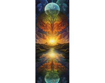 Cosmic Reflection Yoga Mat - Celestial Tree of Life