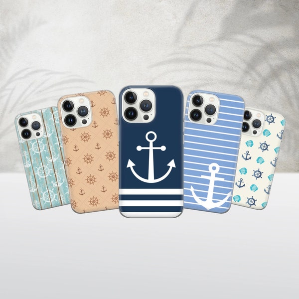 Naval Anchor Sailor Phone Case Sea Cover Fit For iPhone 15 14 13 12 11 Pro Max Xr 7 8 Plus, Samsung S24 S23 S22 FE A15 A54 Note 20 Pixel 8A