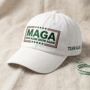 Embroidered Make Algae Grow Again Hat, MAGA Parody Cap, Funny Political Satire Dad Hat