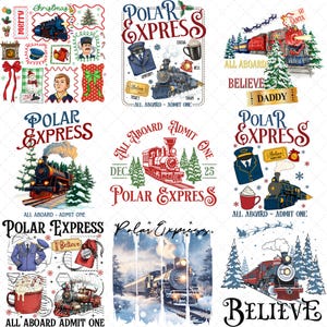 9+ Polar Express Believe Christmas Bundle Png, , 90s Holiday Movie Clipart, North Pole Magic Digital Download, Christmas Gift Sublimation