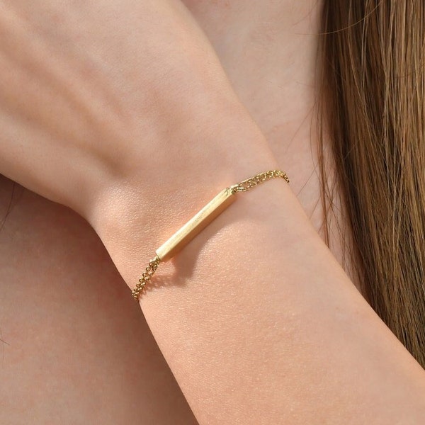 14K 18K Solid Gold Crematie Urn Bar Armband, Gouden Urn Bar Armband, Aangepaste armband voor Ahses, Gold Ash Holder Armband, Memorial Sieraden