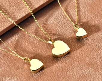 14K 18K Solid Gold Cremation Urn Heart Necklace, Gold Urn Heart Necklace, Heart Ashes Necklace, Gold Ashes Necklace, Custom Urn Jewelry