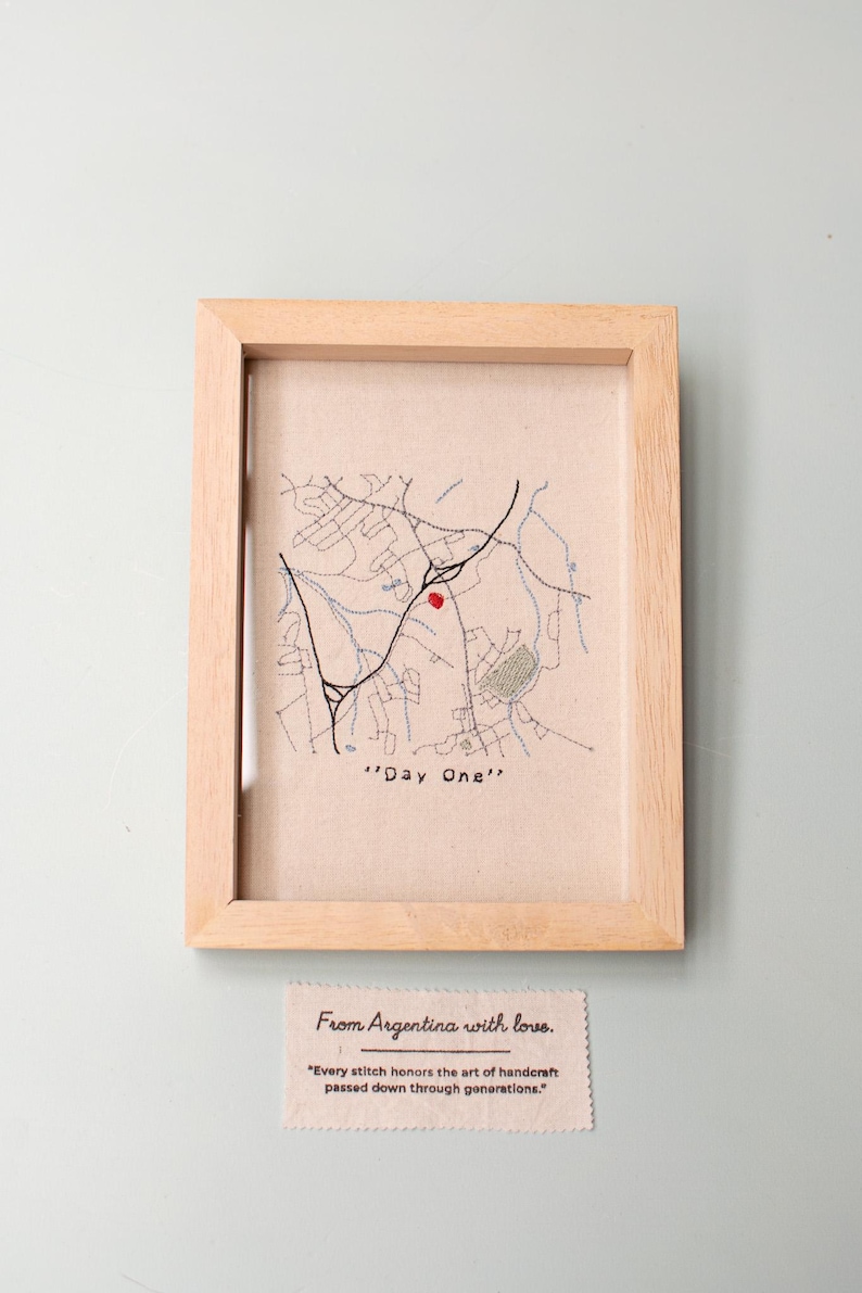 Custom City Map Embroidered Framed - Etsy Australia