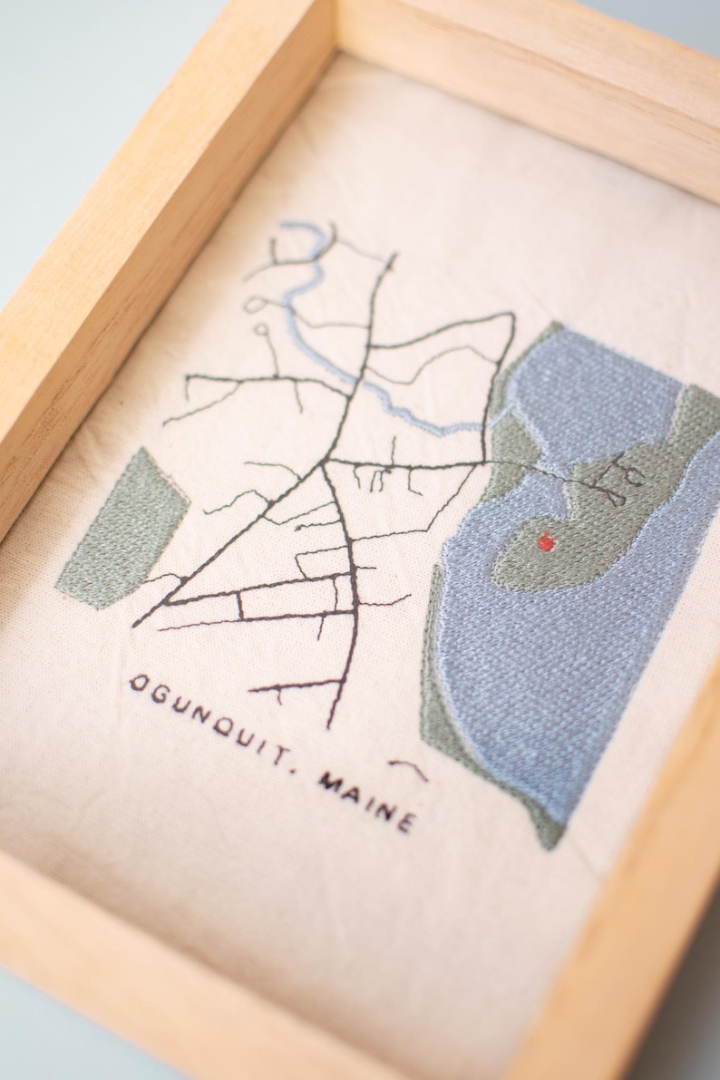 Custom City Map Embroidered Framed - Etsy Australia