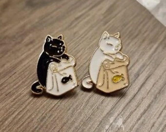 Black White Cat Enamel Pin, Cat Lover, Best Friend Gift