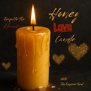 Hechizo de amor con miel, vela para el amor y la atracción. Lectura de tarot de tres cartas GRATIS con tu compra.