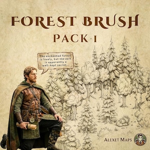 Recursos del Bosque Wonderdraft: Pinceles de árboles de estilo vintage (uso comercial incluido) - Cartografía de rol de fantasía, D&D, Pathfinder
