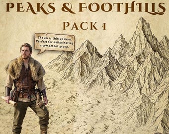 Wonderdraft Mountain and Foothills Assets: Vintage Style Peaks Brushes - Commercial Use Included - Fantasy RPG Cartography D&D Pathfinder