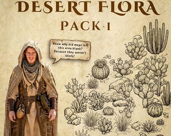 Wonderdraft Desert Flora Assets: Cacti & Shrubs Brushes - Commercial Use Included - Fantasy RPG Cartography DnD Pathfinder Map Symbols