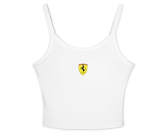 Ferrari Racing Spaghetti Strap Tank Top | Soft Cotton Blend, Sporty Elegance