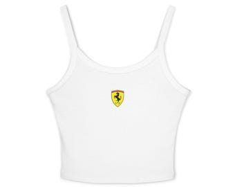 Ferrari Racing Spaghetti Strap Tank Top | Soft Cotton Blend, DTF Print