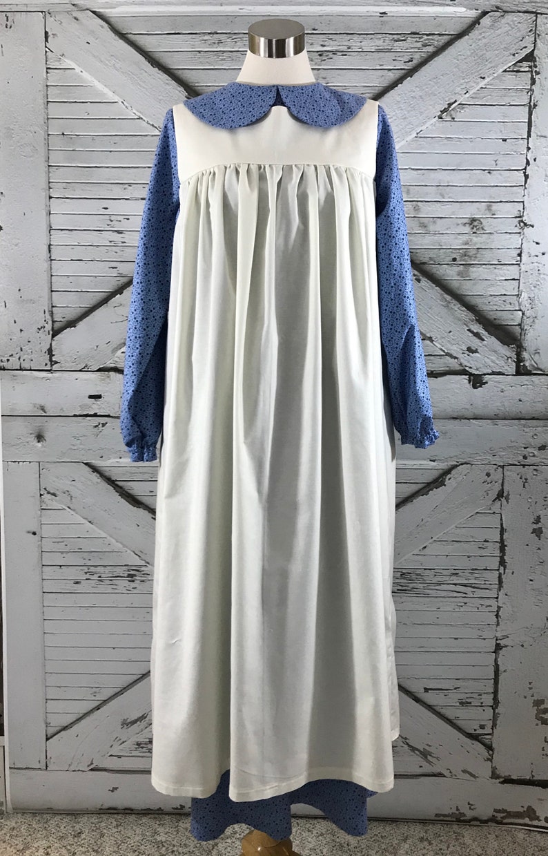 Cottagecore Clothing, Soft Aesthetic Custom Ladies Annes Dress and Pinafore Set in Cotton or Polycotton Fabrics $155.00 AT vintagedancer.com