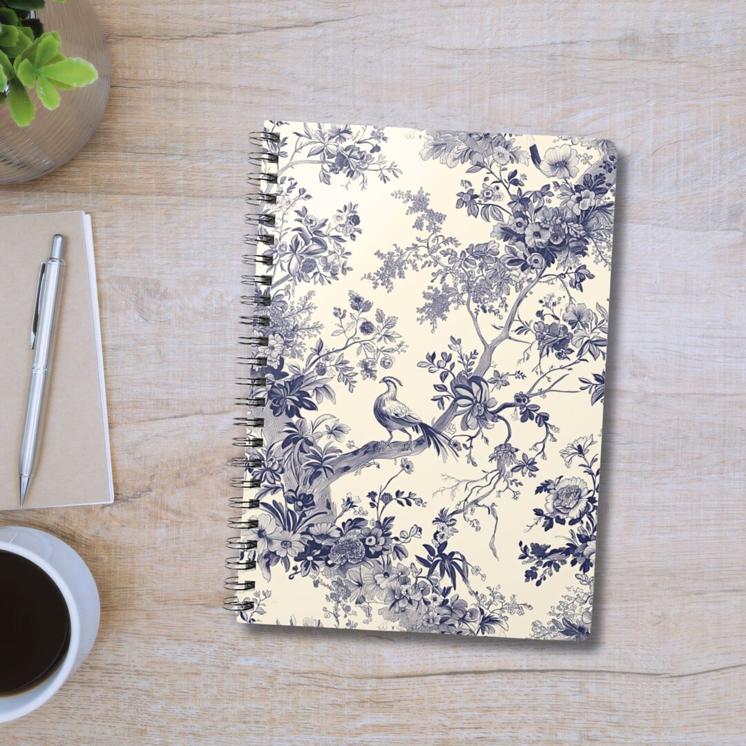 Gorgeous Cream and Blue French Toile Antique Design Spiralbound ...