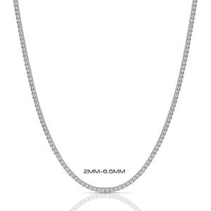 Moissanite Tennis Necklace: D/VVS1 925 Sterling Silver,  Rhodium/Gold/Rose Gold Plated, 2-6.5mm