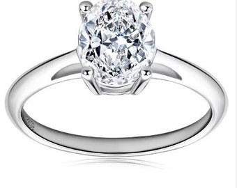 MOISSANITE VERLOVINGSRING - 2Ct diamanten ring, Moissanite zilveren ring, Moissanite diamanten ring, ovale geslepen ring, ovale diamanten ring voor cadeau