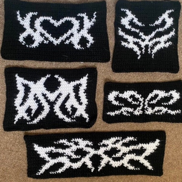 5 cyber core, Y2K inspired pixel grids (graphic crochet) + I free graphic - Graphghan graph