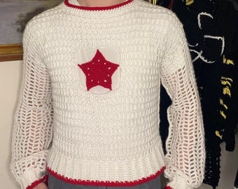 PDF UNISEX mesh star crochet jumper pattern