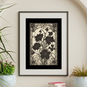 Impresión de arte - Botánicos góticos 1 - Decoración del hogar del arte de la pared del regalo del gótico floral oscuro