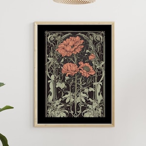 Kunstdruck - Gothic Botanicals 5 - Dunkle Blumen Blüte Goth Geschenk Wand Kunst Wohndekor