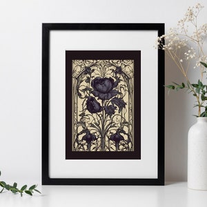 Kunstdruck - Gothic Botanicals 7 - Dunkle Blumen Blüte Goth Geschenk Wand Kunst Wohndekor