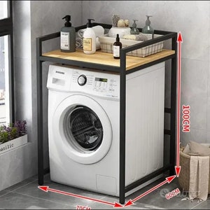 Iron washing machine and dryer shelf unit with white or black shelf 100x70x60 cm