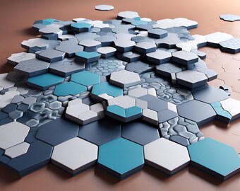 Fluid 3D Puzzle hexagons hyperdetailed