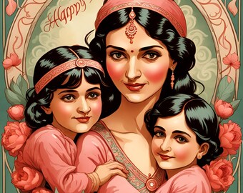 Happy Mothers Day in India art nouveau