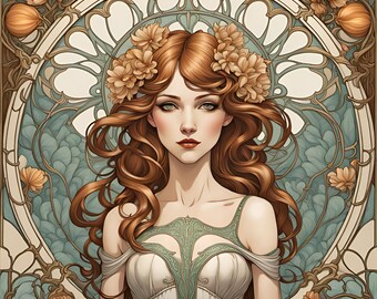 Red haired noble beauty art nouveau