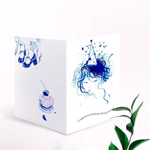 Carte d'anniversaire à imprimer, style de voeux amusant, jolie carte de bonheur, carte avant-gardiste de style alternatif, double pliée de 17 x 20 cm pour les filles qui aiment les chaussures Télécharger le PDF