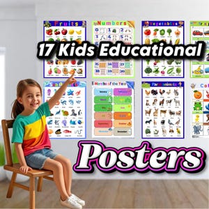 17 Educational Posters for Kids – Alphabet, Numbers, Shapes, Colors, Seasons & Weather – Printable PDF A4/A3