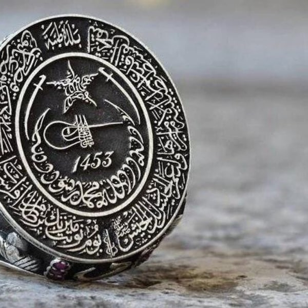 Istanbul Moschee Ring, İslamischer handgemachter Ring, Männer Kalligraphie Ring, Stadt Silhouette Ring, personalisierte Stadtbild Ring, Handgemachter Ring