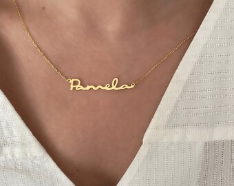 Custom Sterling Silver Name Necklace with Gold, Rose, White Plating - 9 Font Options - Personalized Artisan-Crafted Jewelry