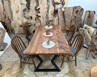 Walnut Live Edge Table, Kitchen Dining Table, Rustic Table, Handmade Furniture, Luxury Living Room Table, Desktop