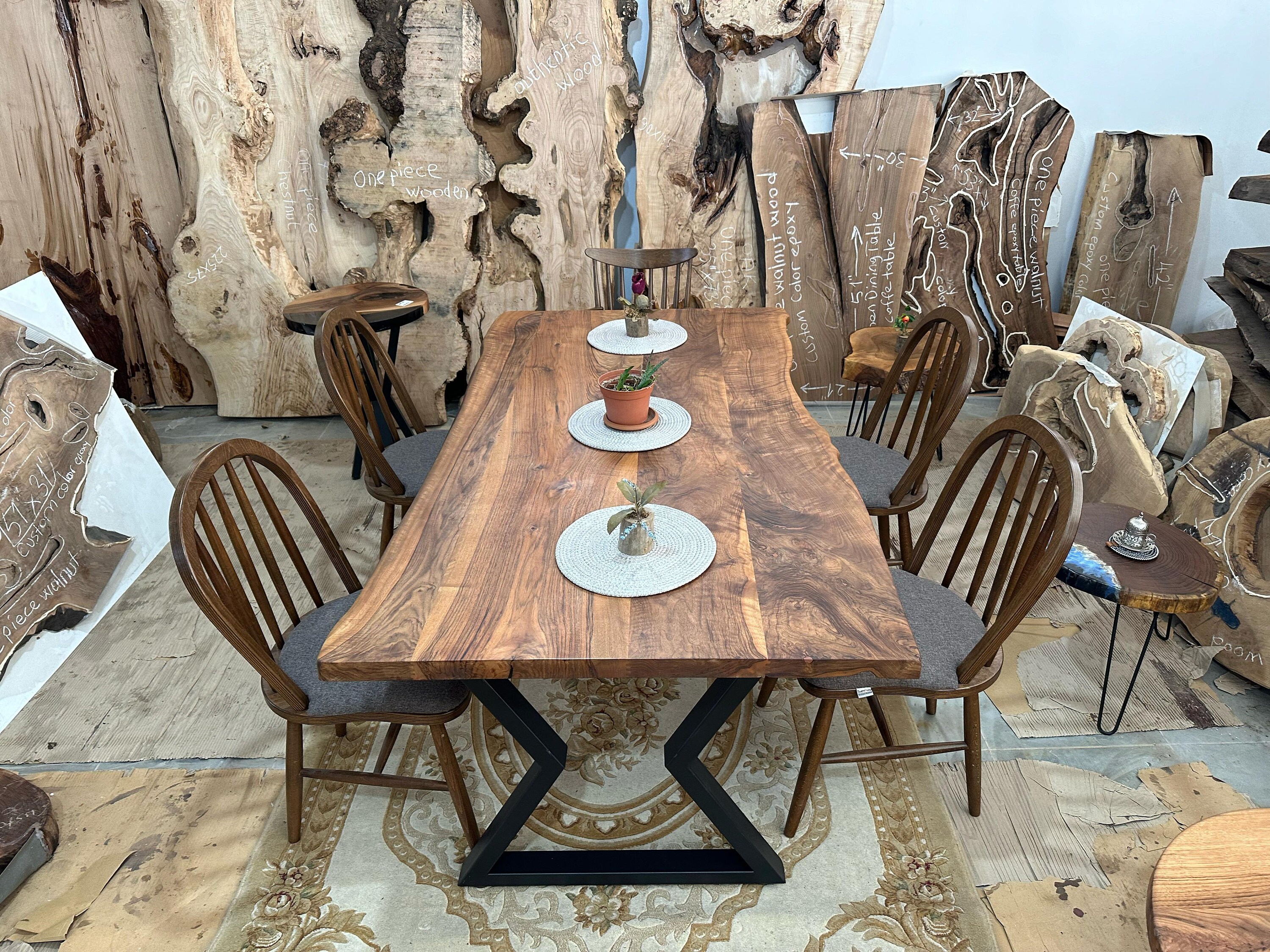 Walnut Live Edge Table, Kitchen Dining Table, Rustic Table, Handmade