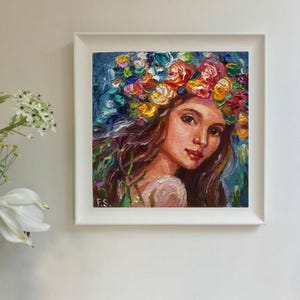 Girl Portrait Oil Painting Original Small Art Woman Face Artwork ...