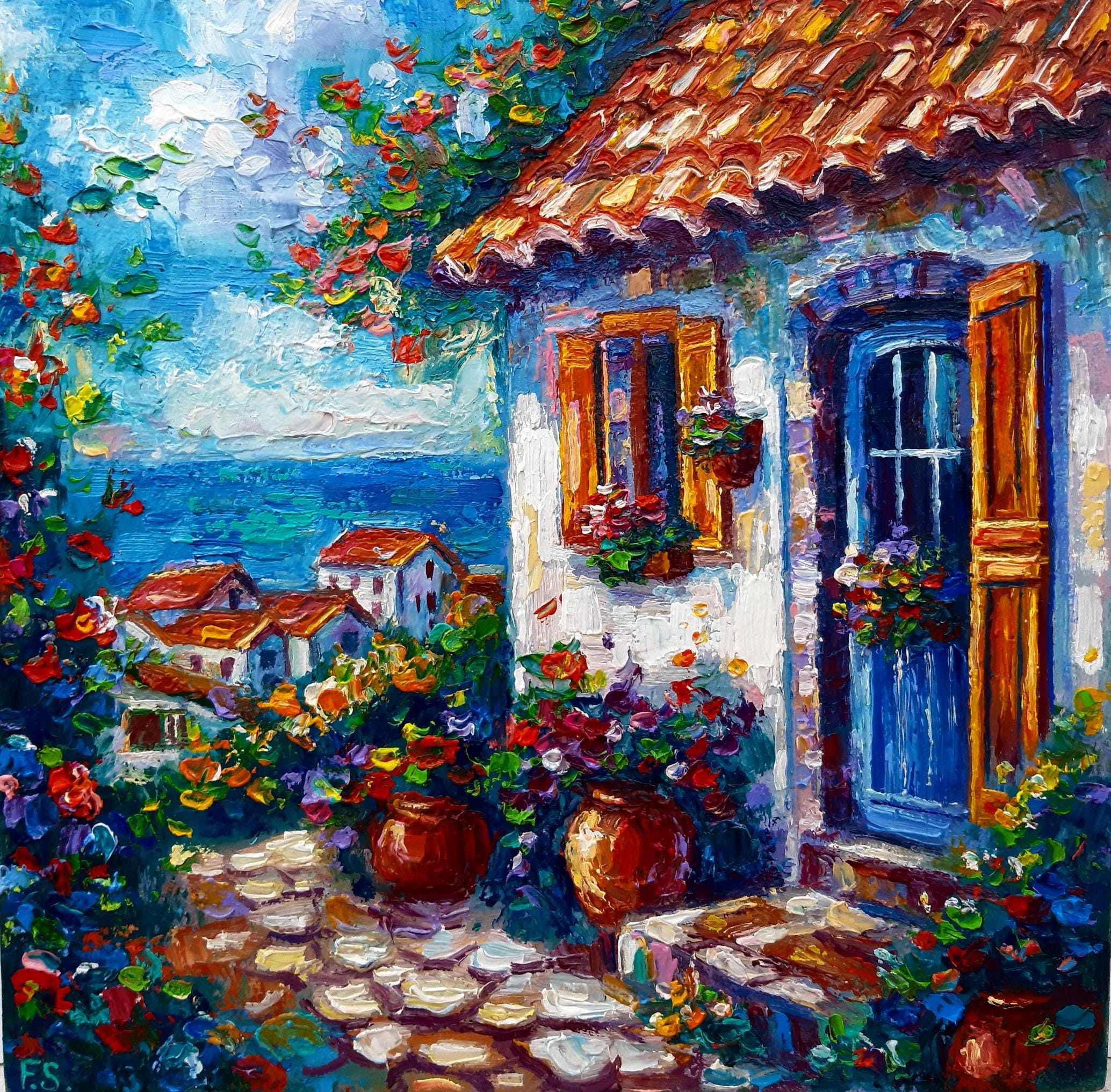 Cottage Garden Painting Original Oil on Canvas Impressionist - Etsy