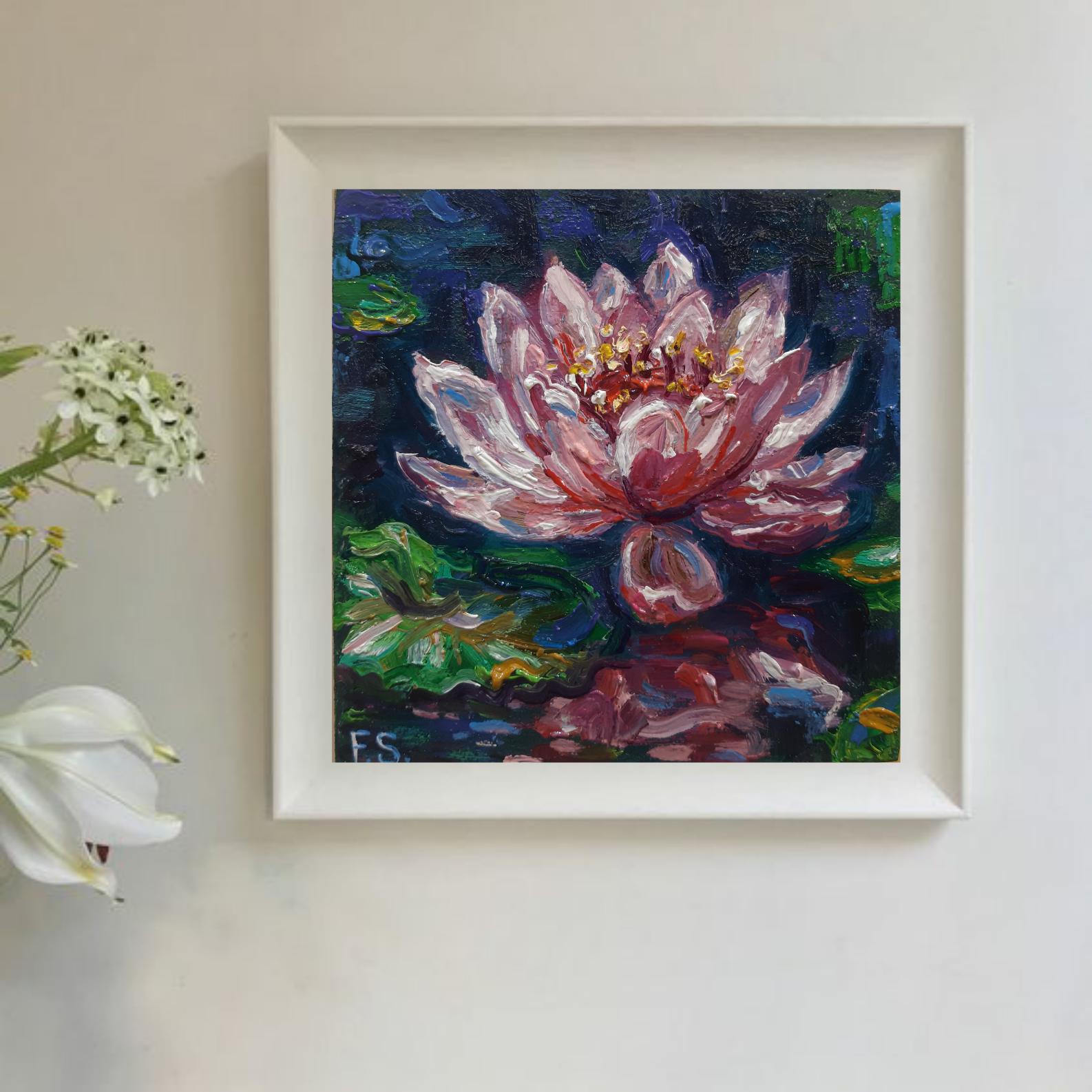 Water Lily Original Oil Painting Lotus Small Art Flowers Impasto - Etsy