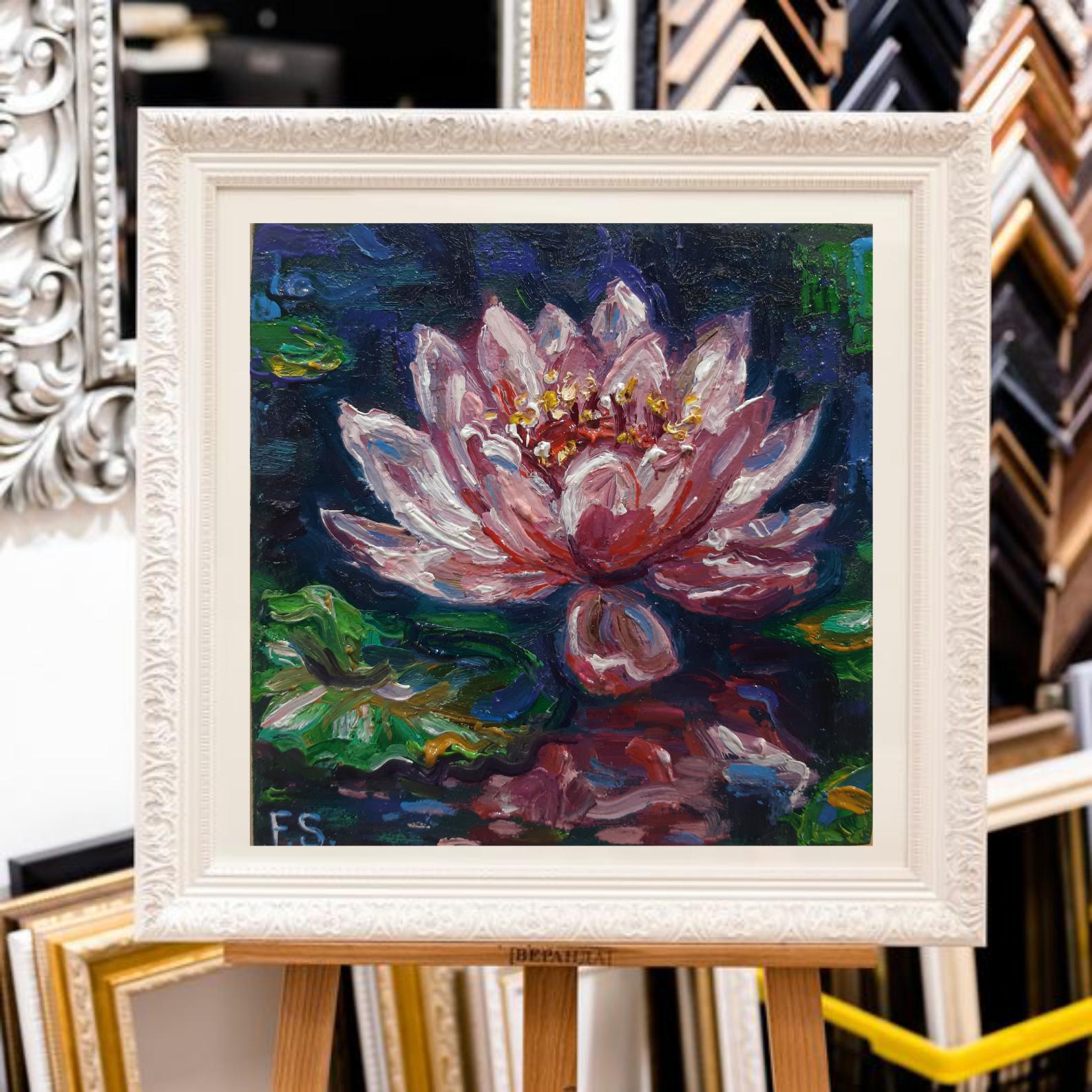 Water Lily Original Oil Painting Lotus Small Art Flowers Impasto - Etsy